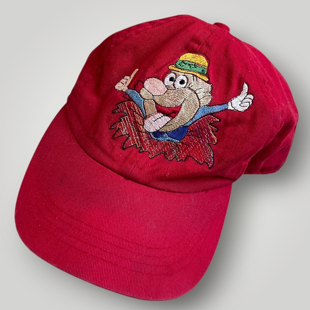 VTG ROUTE 66 Cartoon Guy Hat Roadside Animal OSFM Baseball Cap Mascot Embroidery
